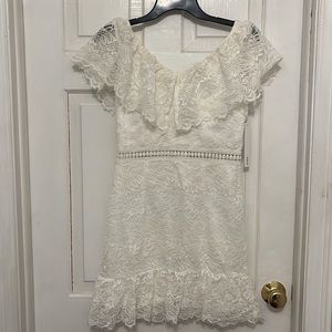 White Lace Aqua Bloomingdales Mini Dress
